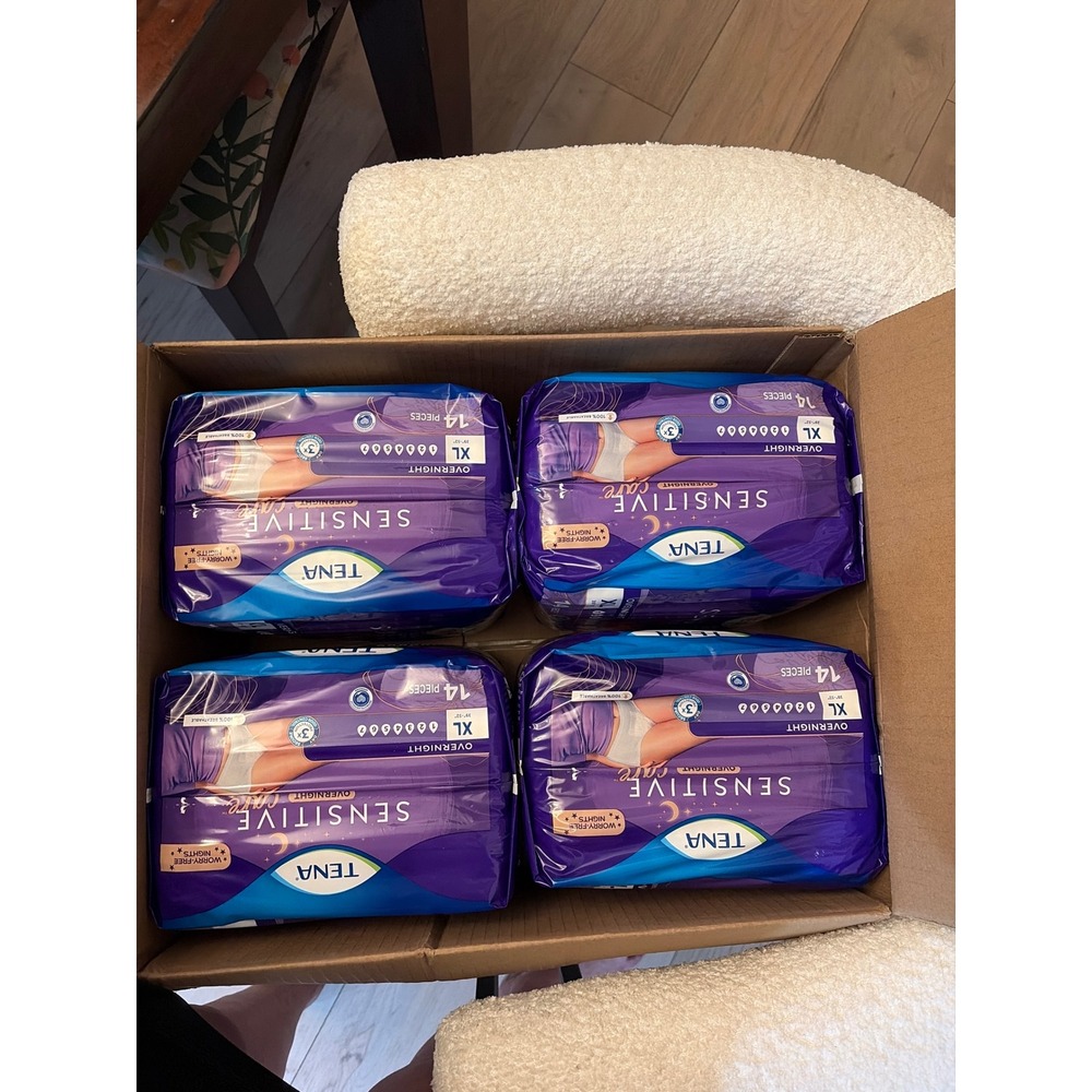 Tena Sensitive Care Overnight Incontinence Underwear Women XL 56 Count 4 Packs